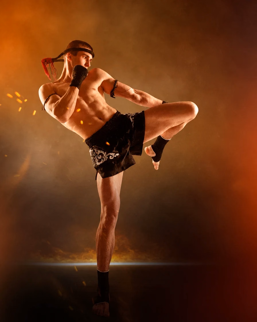 Atleta praticando Muay Thai